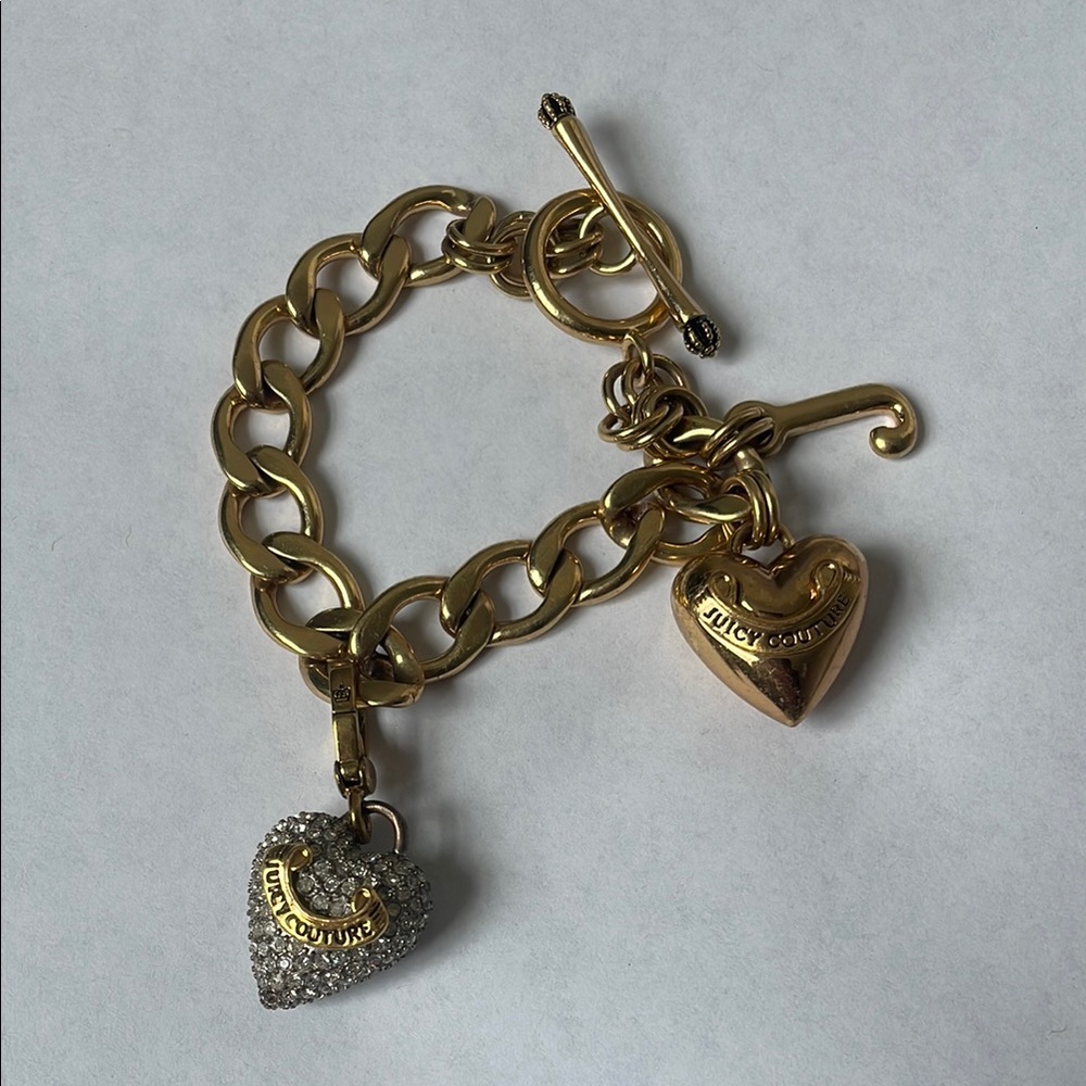 Juicy Couture Gold and Silver Heart Charm Bracelet
